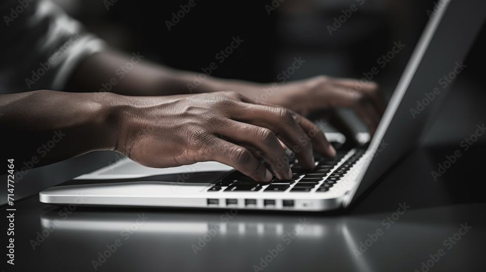 Close-Up of Hands Typing on Laptop Keyboard, Generative AI