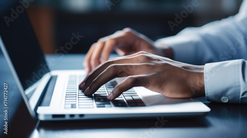 Close-Up of Hands Typing on Laptop Keyboard, Generative AI