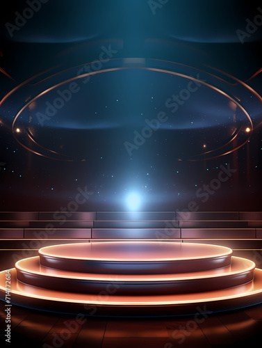 Podium, booth, stage, product background for displaying products, 3D rendering © jiejie