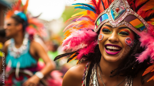 Participants in the Barranquilla Carnival in Barranquilla, Colombia. Barranquilla Carnival is one of the biggest carnival in the world generativa IA