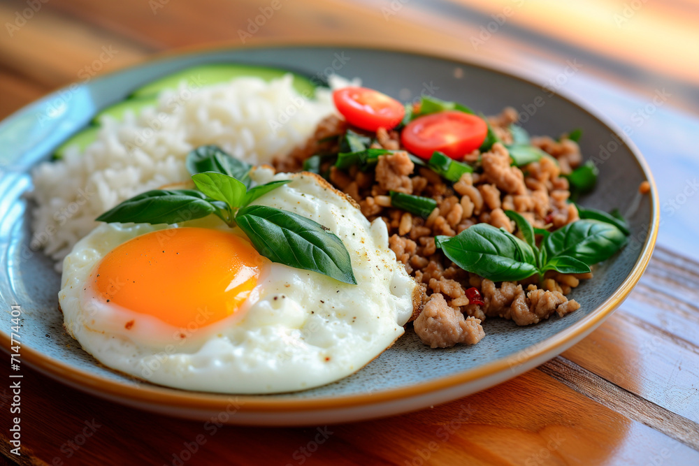 basil minced pork with rice and fried egg basil minced pork with rice and fried egg