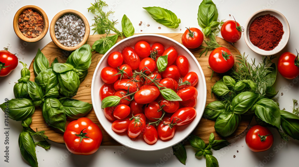 Tomato. basil 3D close up cutout minimal isolated on white background. Vivid grocery Illustration for kid, sale, package. Ultra realistic tomato, icon, detailed. Product advertising Tomato. basil 3D close up cutout minimal isolated on white background. Vivid grocery Illustration for kid, sale, package. Ultra realistic tomato, icon, detailed. Product advertising