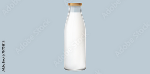 Bottle Of Milk With Golden Lid Nutritious Beverage Vector Illustration.	 