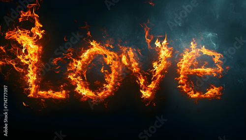 word "Love" with attractive shape of fire font