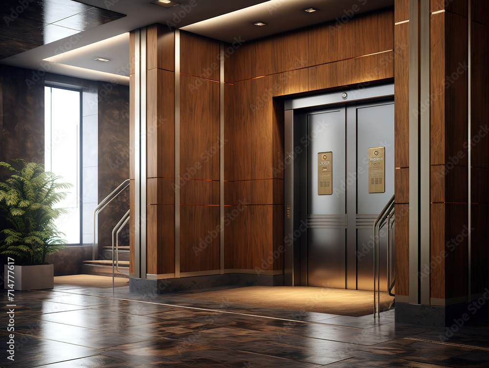 Modern metal elevator design idea, Modern & luxury house entrance