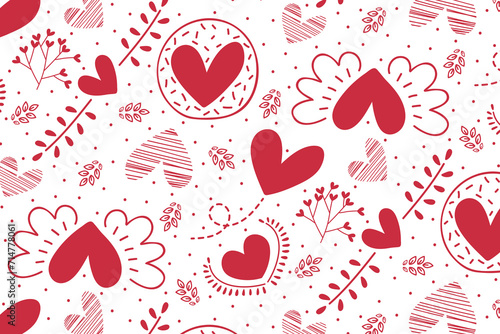 Vector hearts seamless pattern, vector Valentine's Day pattern, Valentine's Day background.