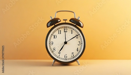 close up of retro alarm clock on minimalist theme background countdown concept illustration