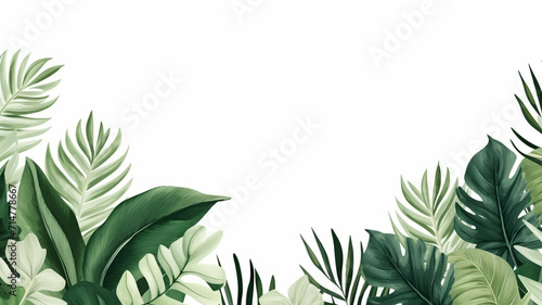 tropical leaves background with wide copy space for text