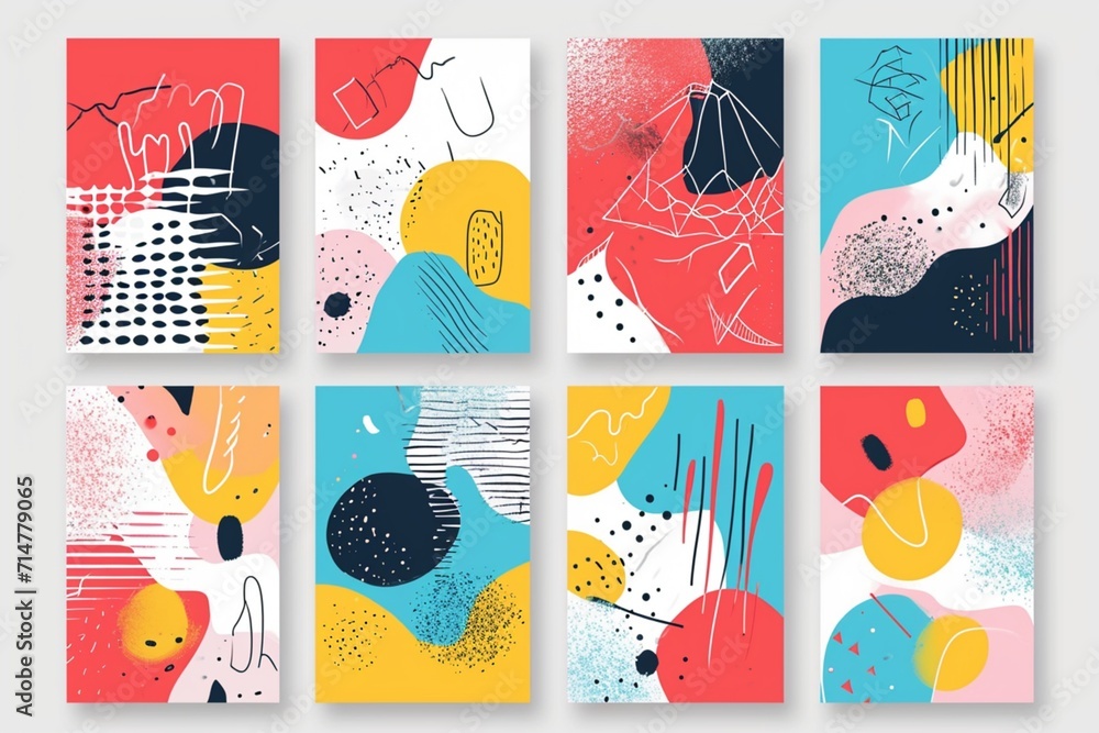Colorful Social Media Post Set with Abstract Designs Layout