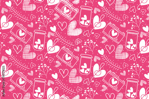 Vector hearts seamless pattern, vector Valentine's Day pattern, Valentine's Day background.