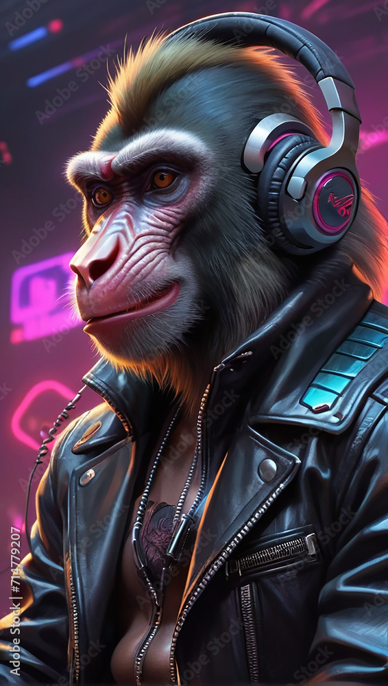 Mandrill Synthwave Serenity Down Under by Alex Petruk AI GENERATED