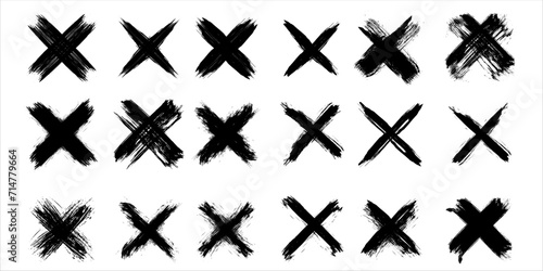 Black grunge x mark brush stroke ink template collection