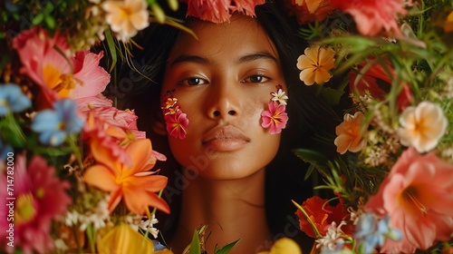 Filipina Model Surrounded by Traditional Filipino Flowers