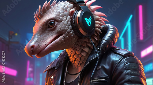 Pangolin Synthwave Serenity Down Under by Alex Petruk AI GENERATED