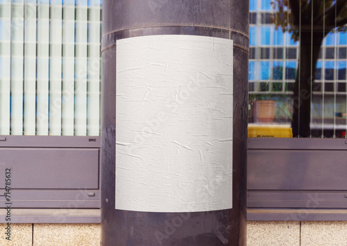 Glued Street Outdoor Poster Mockup Template Billboard Advertisement Texture Paper