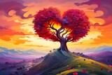 red tree that forms a heart