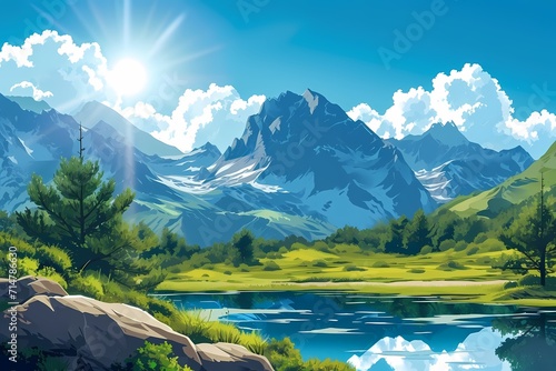 mountain landscape cartoon background