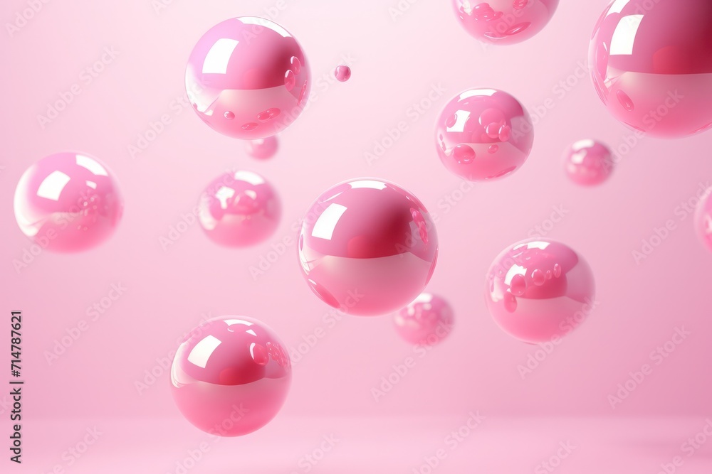 pink balls 3d render shapes floating in the air on minimal background. pink balls 3d render shapes floating in the air on minimal background.