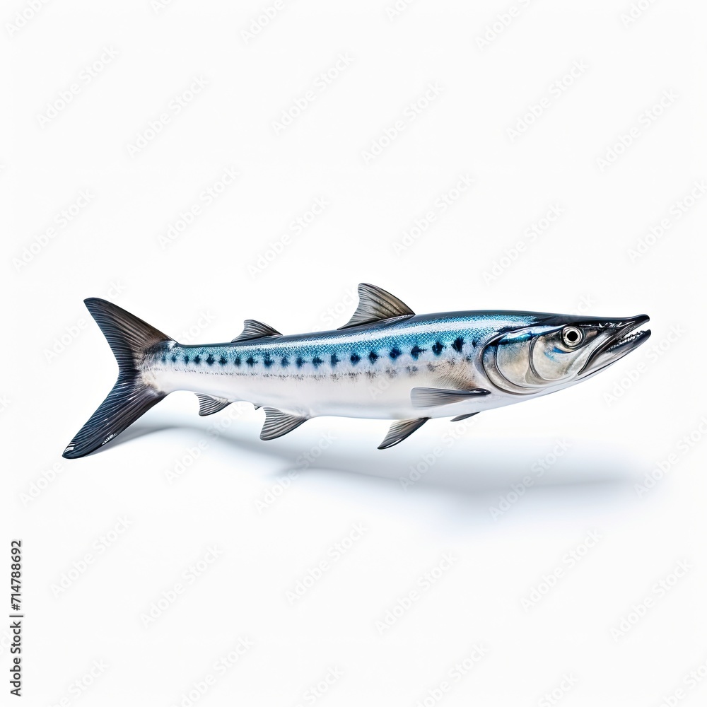 Barracuda fish isolated on white background, Sea pike fish Barracuda fish isolated on white background, Sea pike fish