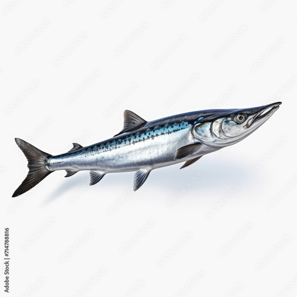 Naklejka premium Barracuda fish isolated on white background, Sea pike fish