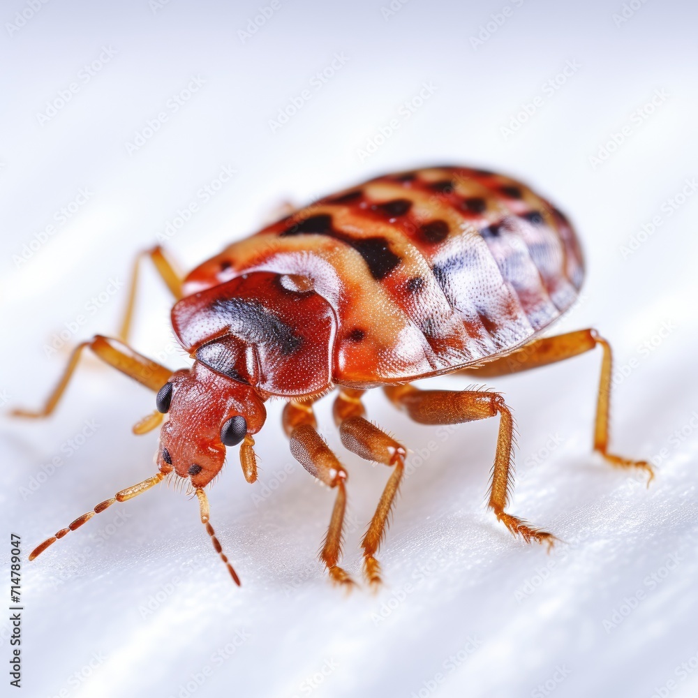 Bedbug isolated on white background, Infestations can lead to itchy bites and sleepless nights Bedbug isolated on white background, Infestations can lead to itchy bites and sleepless nights