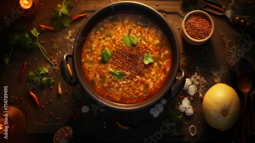 Warm and comforting lentil and chicken soup, a nourishing dish for breaking the fast