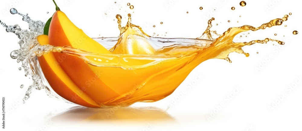 mango juice splash isolated white background mango juice splash isolated white background
