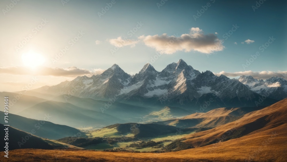beautiful mountains landscape in the morning
