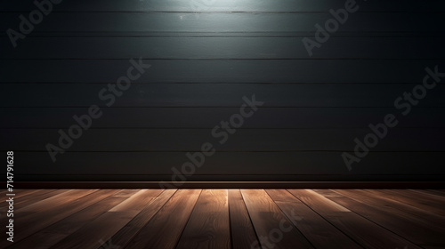 A classic wooden environment set against a rich, dark brown background, presenting an ideal wood backdrop for advertising and design purposes © Bee