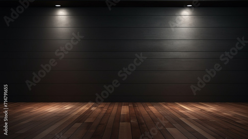 A classic wooden environment set against a deep brown backdrop, offering an ideal wood background for advertising and design purposes in a chiaroscuro style. © Bee