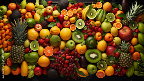 A colorful array of fresh fruits  representing the diversity and bounty of the season