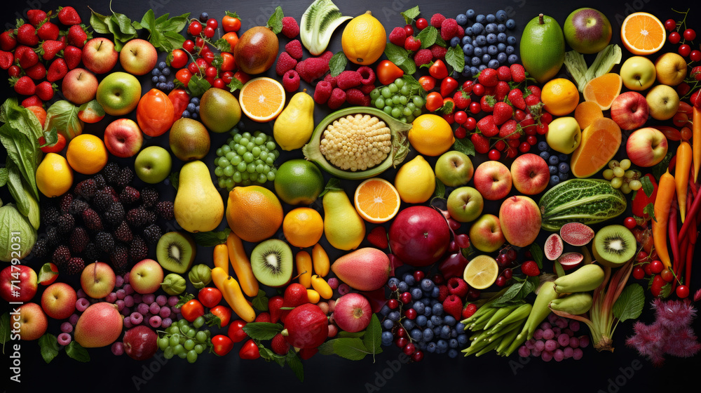 A colorful array of fresh fruits, representing the diversity and bounty of the season A colorful array of fresh fruits, representing the diversity and bounty of the season