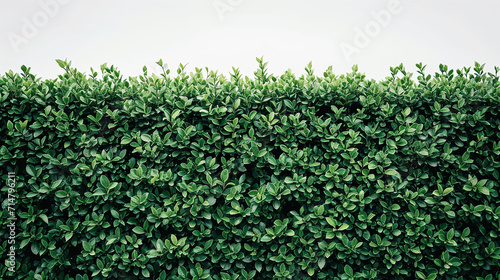 An isolated view of a beautifully manicured green hedge, emphasizing the textures and shades of the leaves The image portrays the hedge as a symbol of natural elegance and tranquility photo
