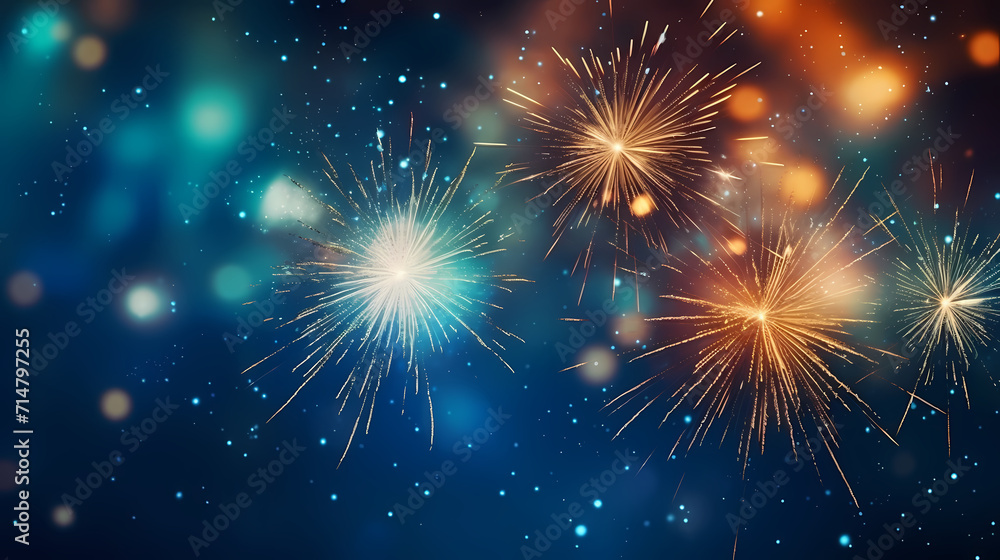Beautiful creative holiday background with fireworks and sparkles Beautiful creative holiday background with fireworks and sparkles