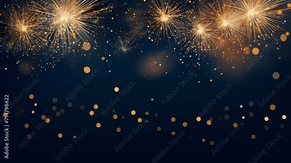 Naklejka premium Beautiful creative holiday background with fireworks and sparkles