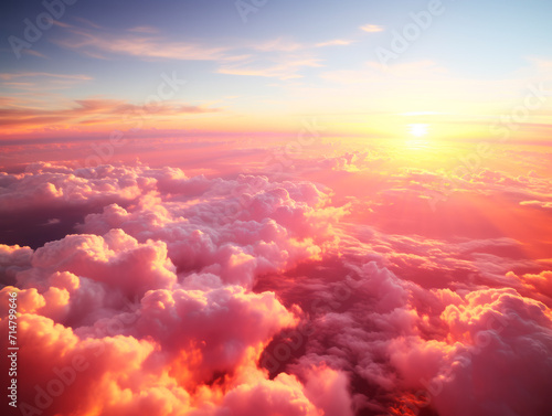 Ethereal clouds basked in the warm glow of sunrise. Tranquility, skyscape concept. Generative AI