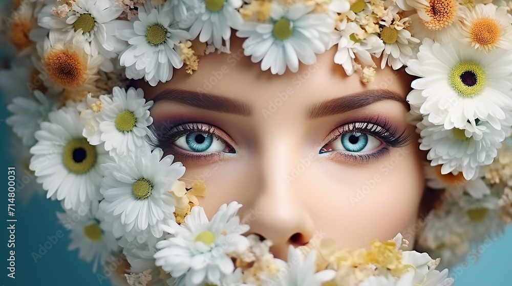 spring makeup beauty with eye spring makeup woman with a flowers. spring makeup beauty with eye spring makeup woman with a flowers.