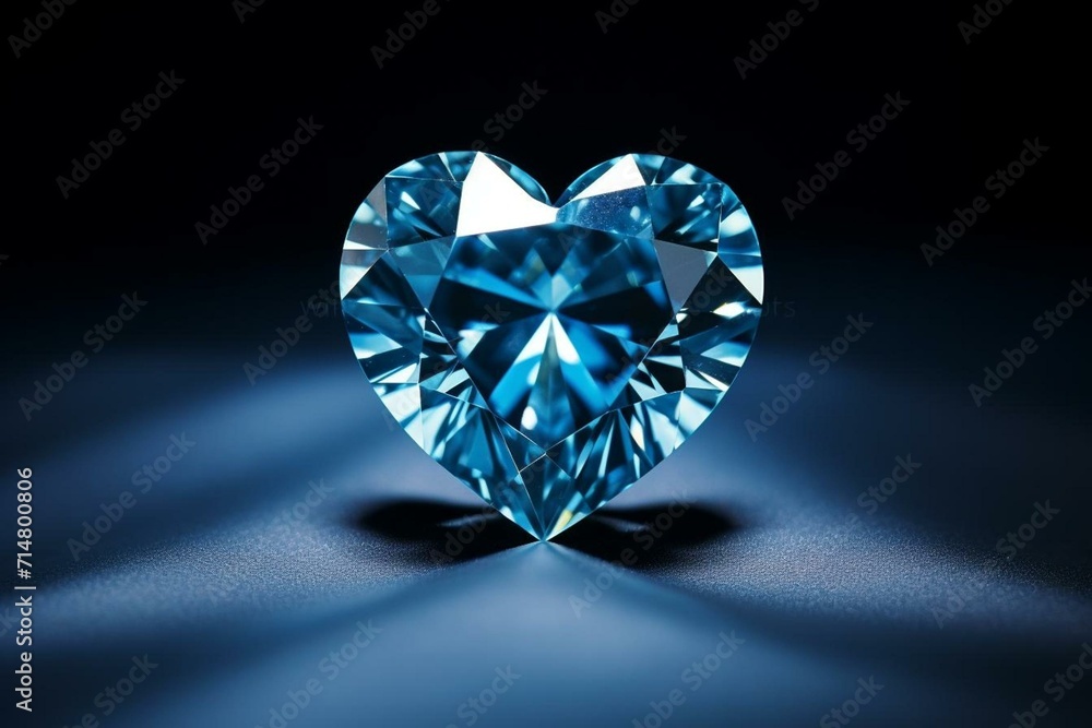 Fototapeta premium A blue heart-shaped diamond. Generative AI