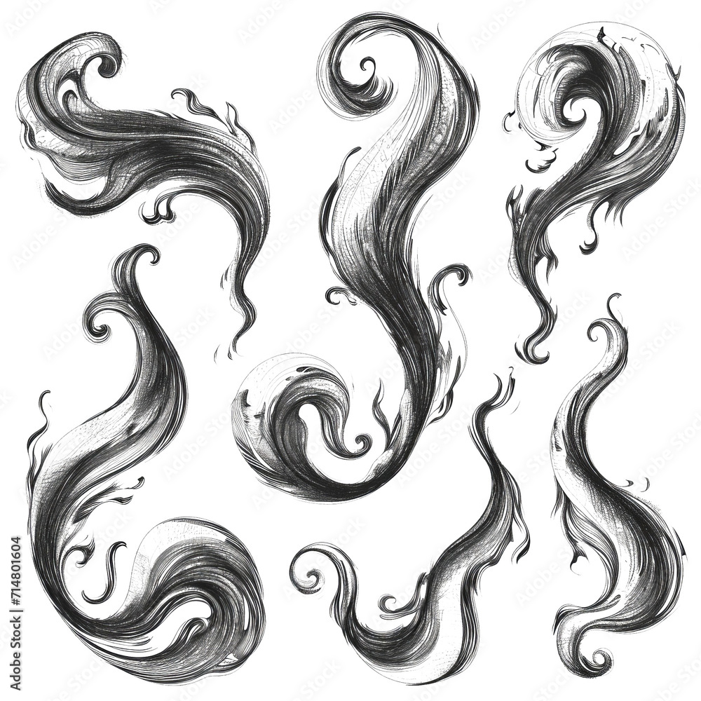 Doodle style swirled charcoal lines