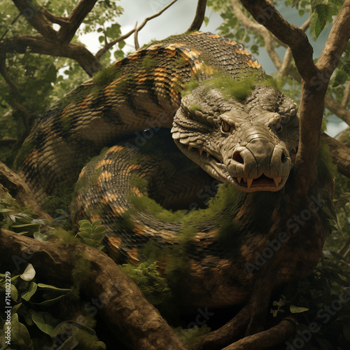 giant anaconda in the forest