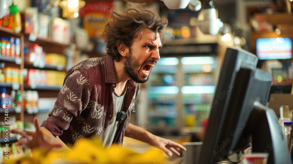 Fototapeta premium angry grocery store customer