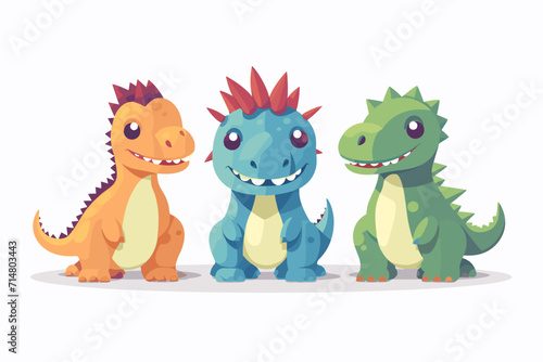 Cute dinosaur character set in cartoon style