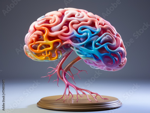 illustration of brain shape with gyri highlighted in different colors. mind and emotions in balance photo