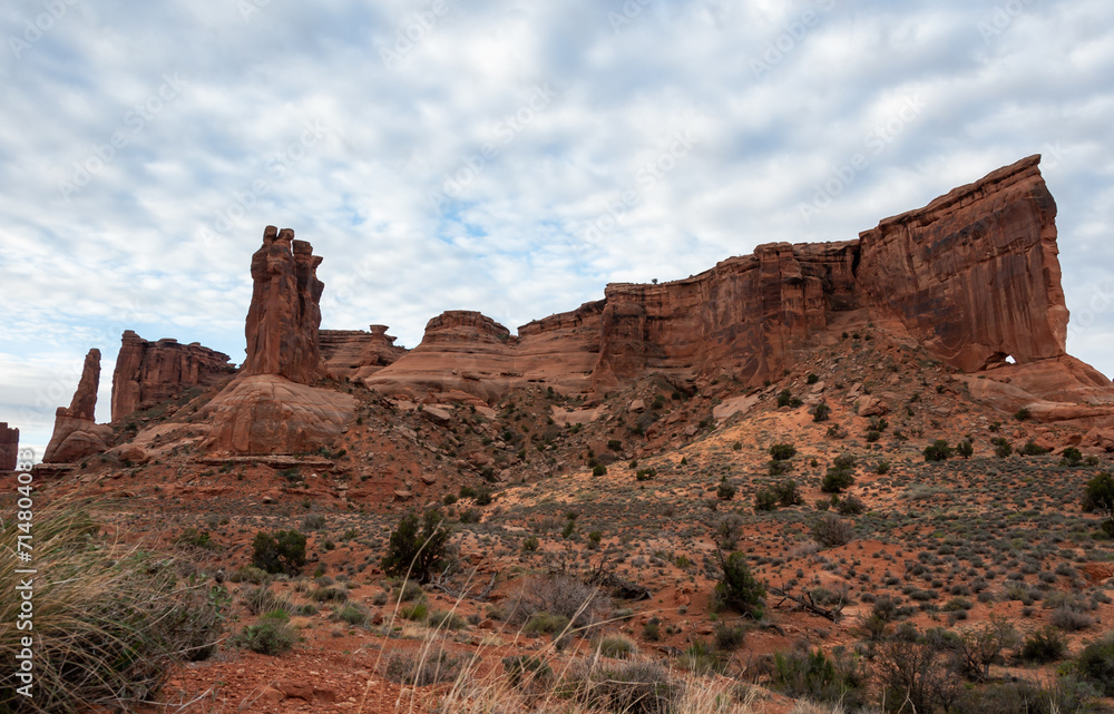 Fototapeta premium Sandstone formations seen from La Sal Mountains Viewpoint