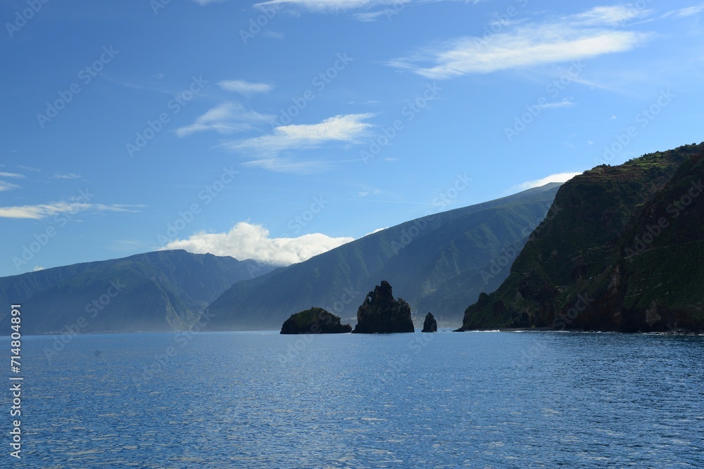 Ponto Moniz, Madeira island, Portugal. The dramatic coast of a North-west town with December sunshine. Ponto Moniz, Madeira island, Portugal. The dramatic coast of a North-west town with December sunshine.