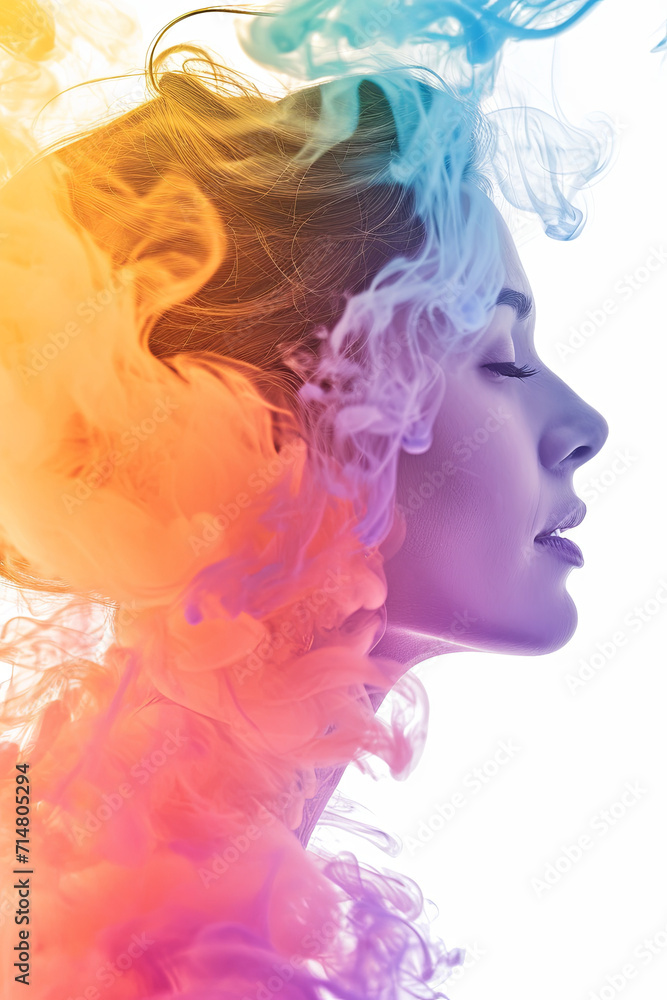 Colorful smoke of a human face Colorful smoke of a human face