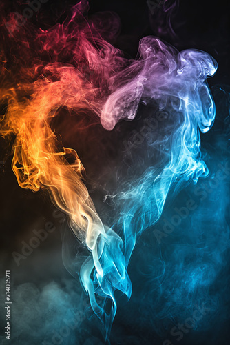 Colorful heart shaped smoke