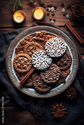 Christmas gingerbread. New Year's cookies. Generative AI