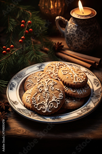 Christmas gingerbread. New Year's cookies. Generative AI