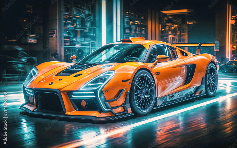 futuristic sport car neon oil painting futuristic sport car neon oil painting